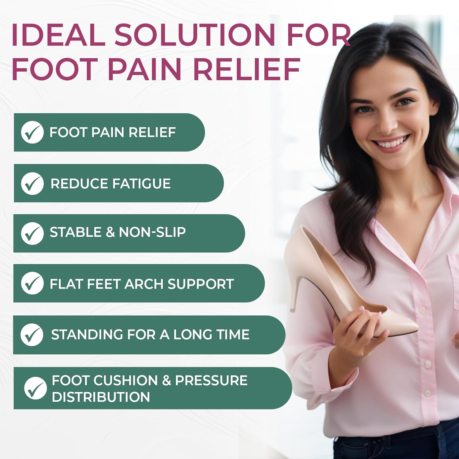 Arch Support Inserts Flat Feet - Welnove 8-Pair Gel Arch Support Insoles for Plantar Fasciitis, Foot Pain Fatigue Relief - Soft Heel Pads Adhesive Fit Most Shoes, Men Women, 0.47 Height